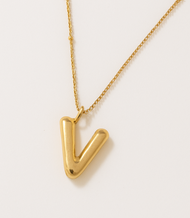 karen kane V Gold Bubble Letter Charm Necklace Karen Kane