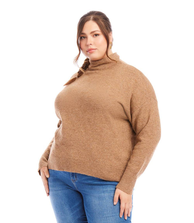 Karen Kane Walnut Plus Size Mock Neck Sweater Karen Kane