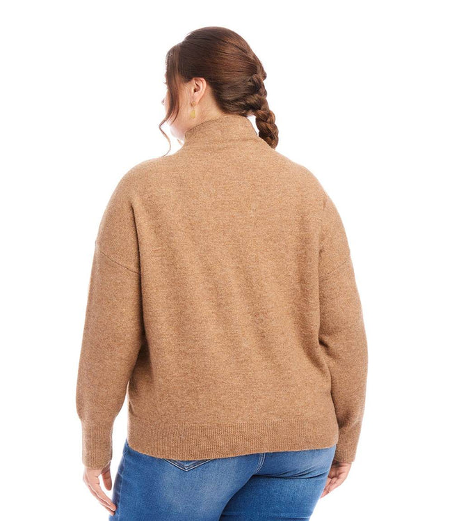 Karen Kane Walnut Plus Size Mock Neck Sweater Karen Kane