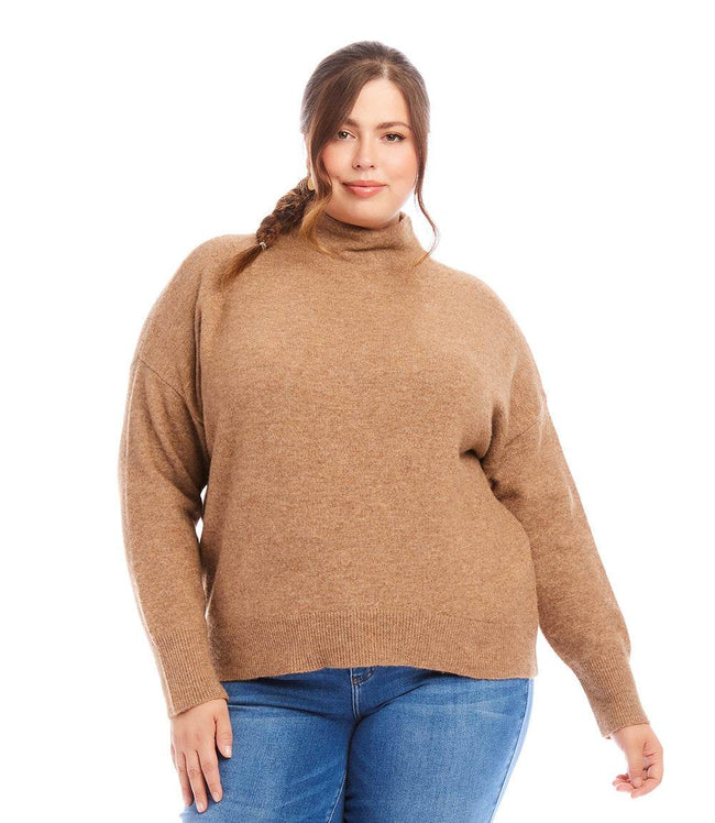 karen kane Walnut Plus Size Mock Neck Sweater Karen Kane