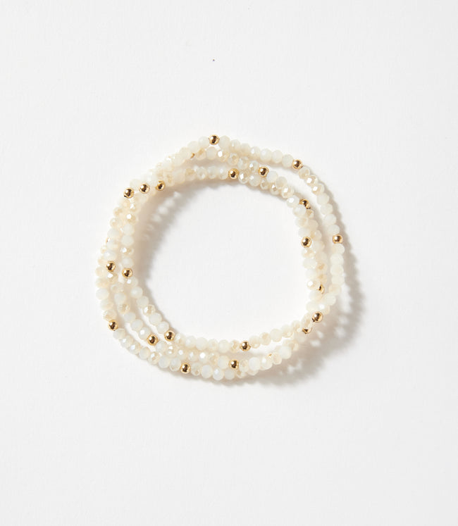 Karen Kane White Beaded Crystal Bracelets Set Of 3 Karen Kane
