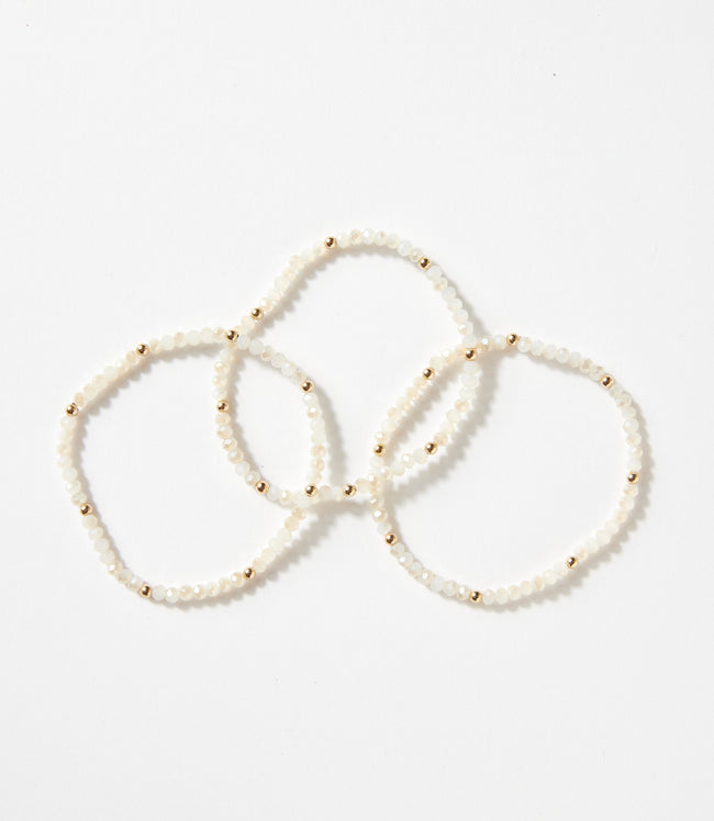 Karen Kane White Beaded Crystal Bracelets Set Of 3 Karen Kane