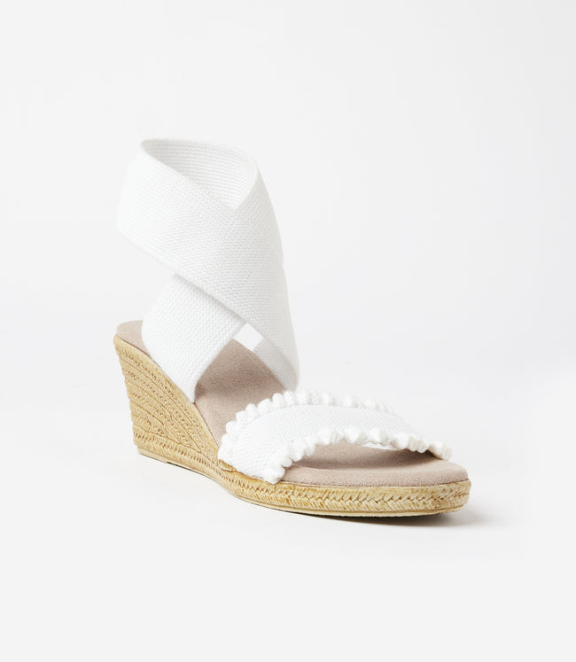 Karen Kane White Carolina Scalloped Espadrille Wedge Sandals Karen Kane
