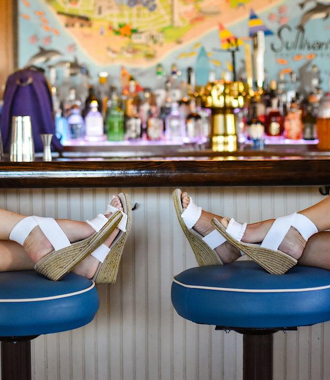 Karen Kane White Carolina Scalloped Espadrille Wedge Sandals Karen Kane