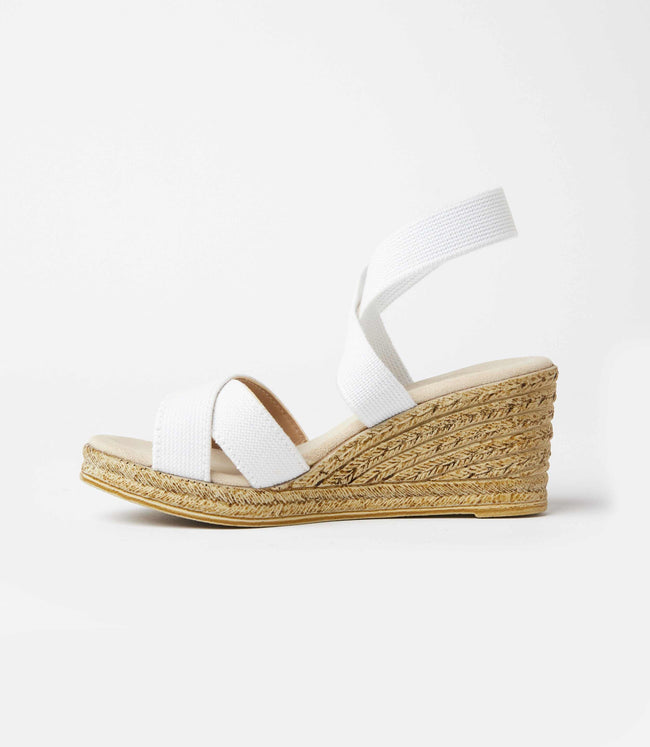 Karen Kane White Fishburne Criss Cross Espadrille Wedge Sandals Karen Kane