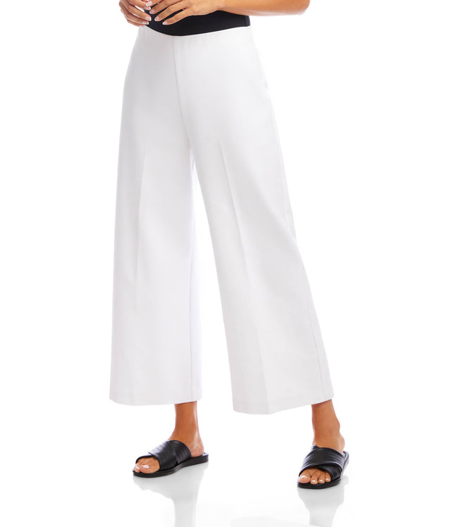 Karen Kane White Petite Size Cropped Wide-Leg Pants Karen Kane