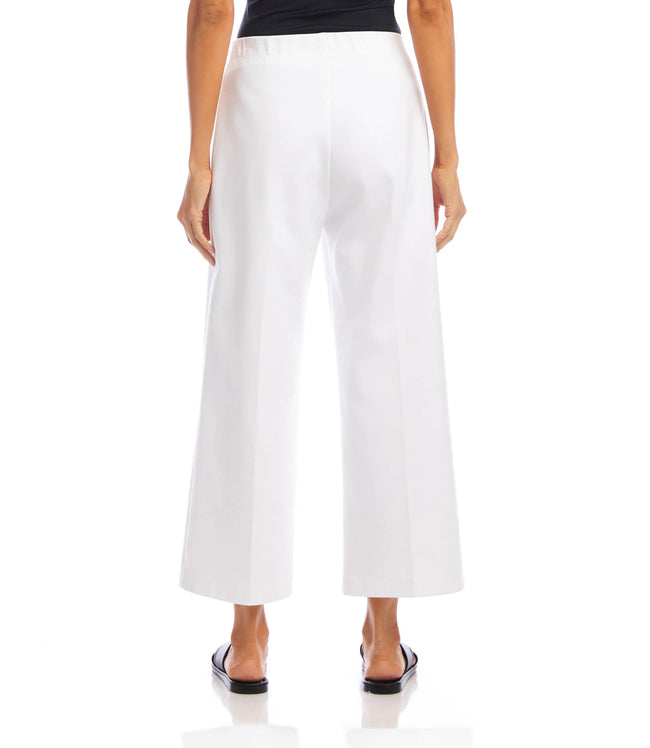 Karen Kane White Petite Size Cropped Wide-Leg Pants Karen Kane