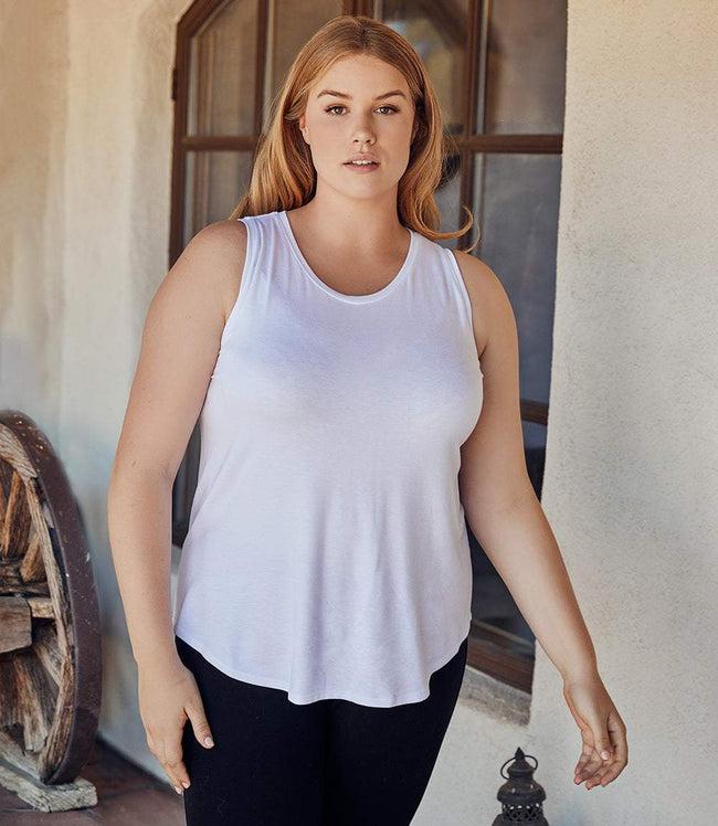 karen kane White Plus Size Shirttail Tank Karen Kane