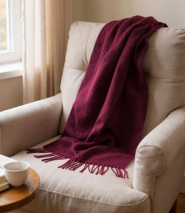 Karen Kane Wine Merino Wool Fringed Scarf Karen Kane