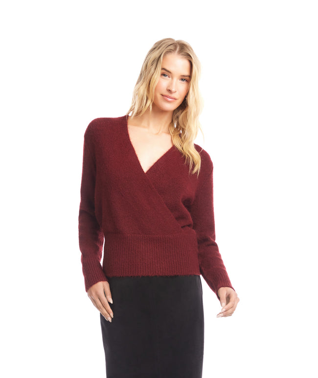 Karen Kane Wine Petite Size Wrap Sweater Karen Kane