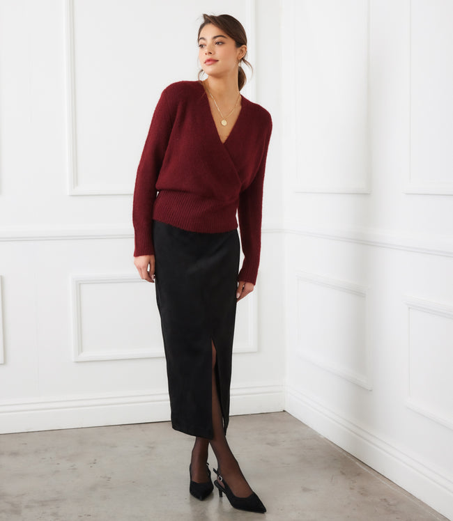 karen kane Wine Petite Size Wrap Sweater Karen Kane