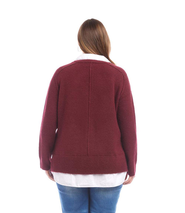 Karen Kane Wine Plus Size Layered Sweater Karen Kane