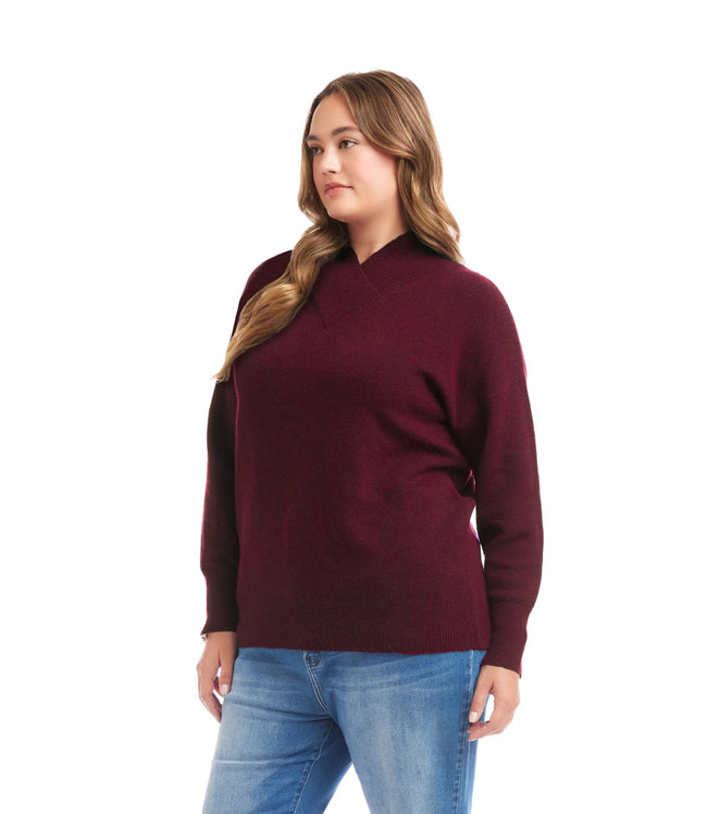 Karen Kane Wine Plus Size Shawl Collar Sweater Karen Kane
