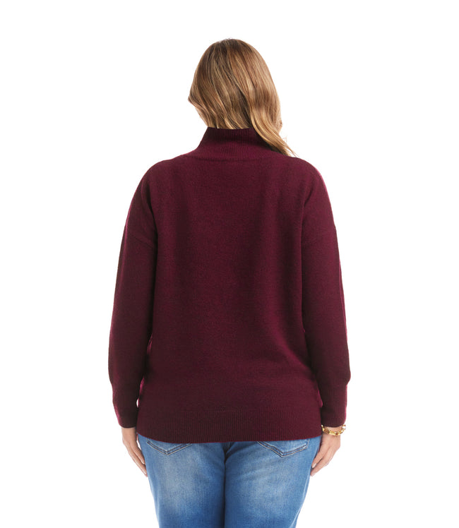 Karen Kane Wine Plus Size Shawl Collar Sweater Karen Kane