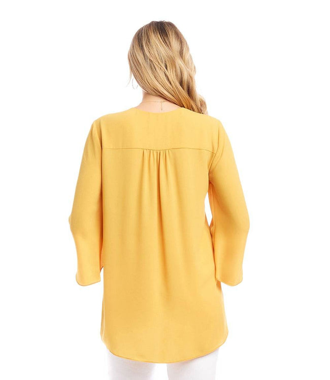 Karen Kane Yellow Bracelet Sleeve Asymmetric Top Karen Kane