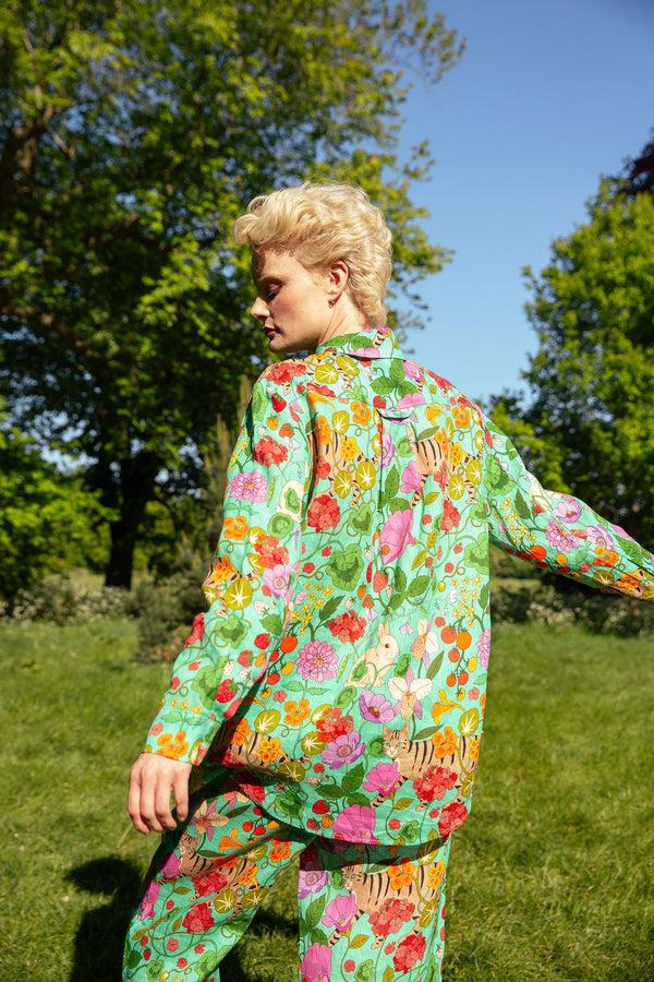 Karen Mabon In The Greenhouse Green Linen Pyjama Set