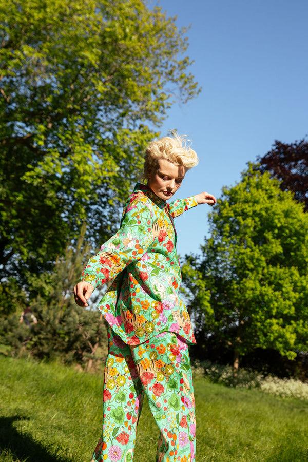 Karen Mabon In The Greenhouse Green Linen Pyjama Set