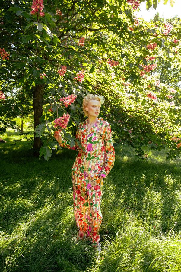 Karen Mabon In The Greenhouse Pink Stripe Cotton Pyjama Set