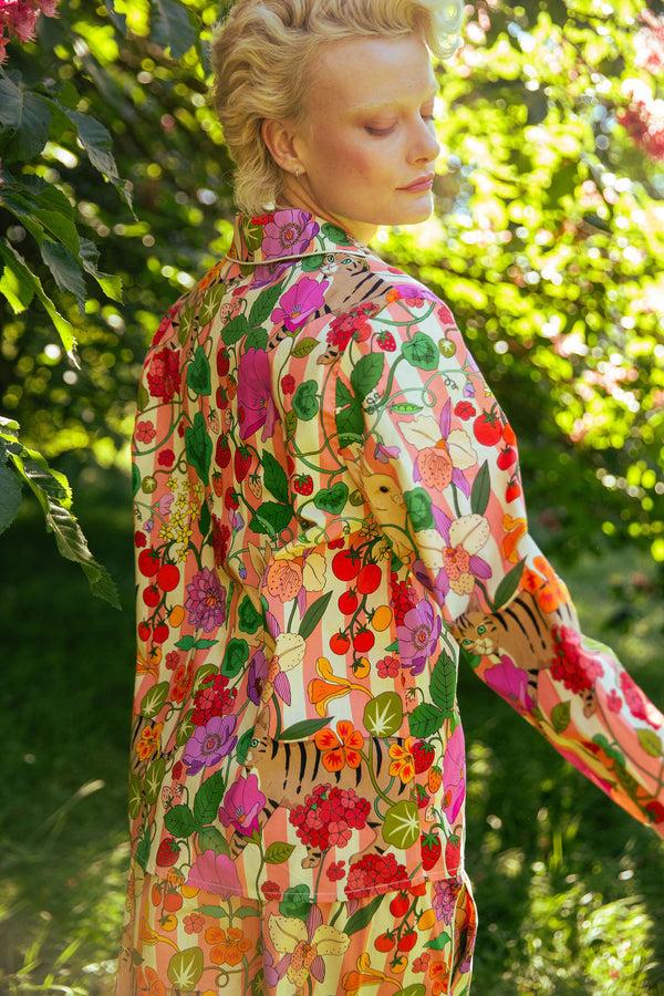 Karen Mabon In The Greenhouse Pink Stripe Cotton Pyjama Set