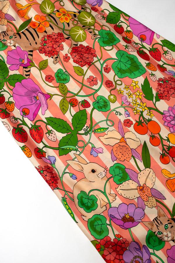 Karen Mabon In The Greenhouse Pink Stripe Silk Sleep Dress