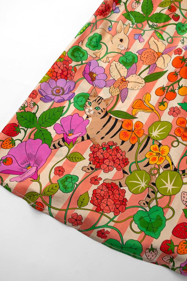 Karen Mabon In The Greenhouse Pink Stripe Silk Sleep Dress