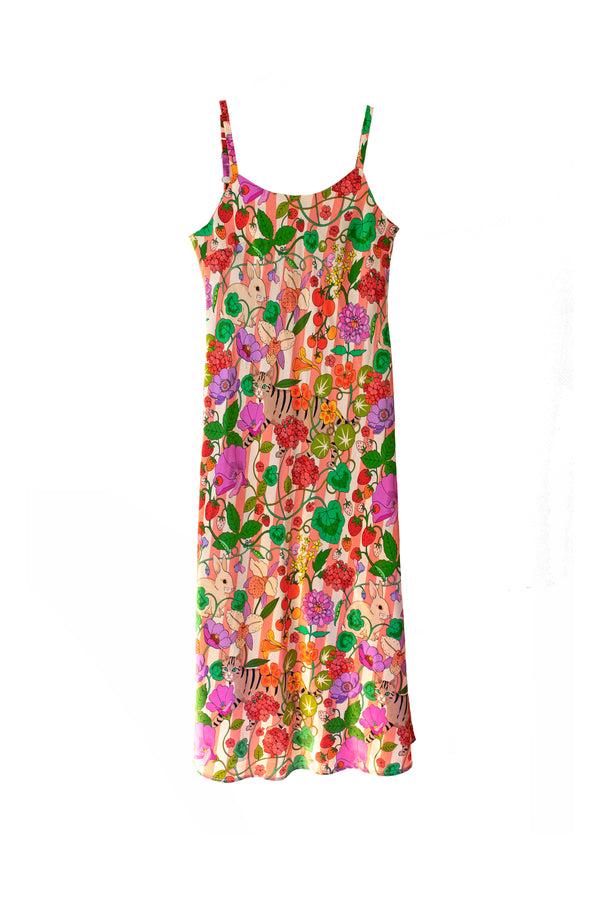 karen mabon In The Greenhouse Pink Stripe Silk Sleep Dress