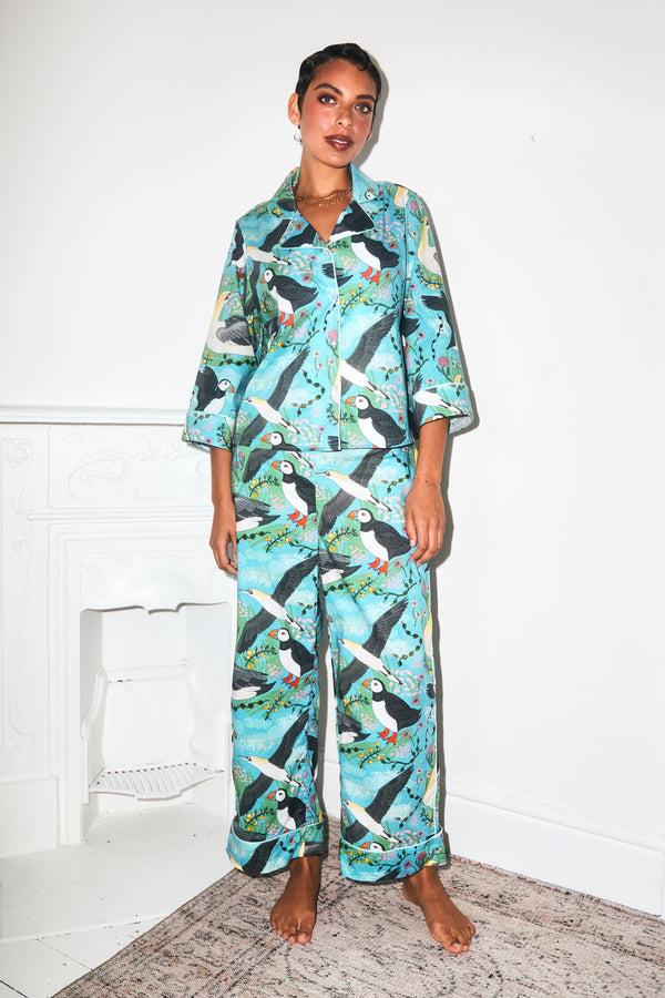 karen Mabon Cliff Edge Puffin Cotton Pyjama Set