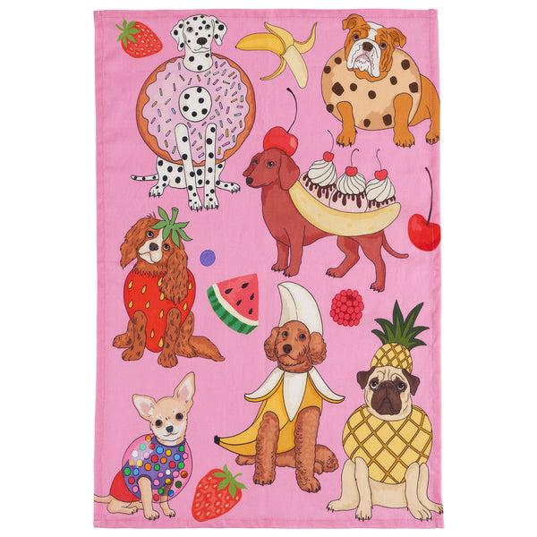 karen mabon Dog Desserts Tea Towel