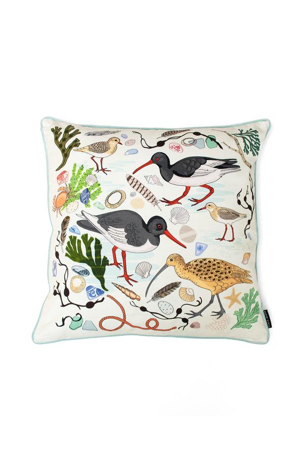 karen mabon Large Sea Birds Cushion Cover Seafoam