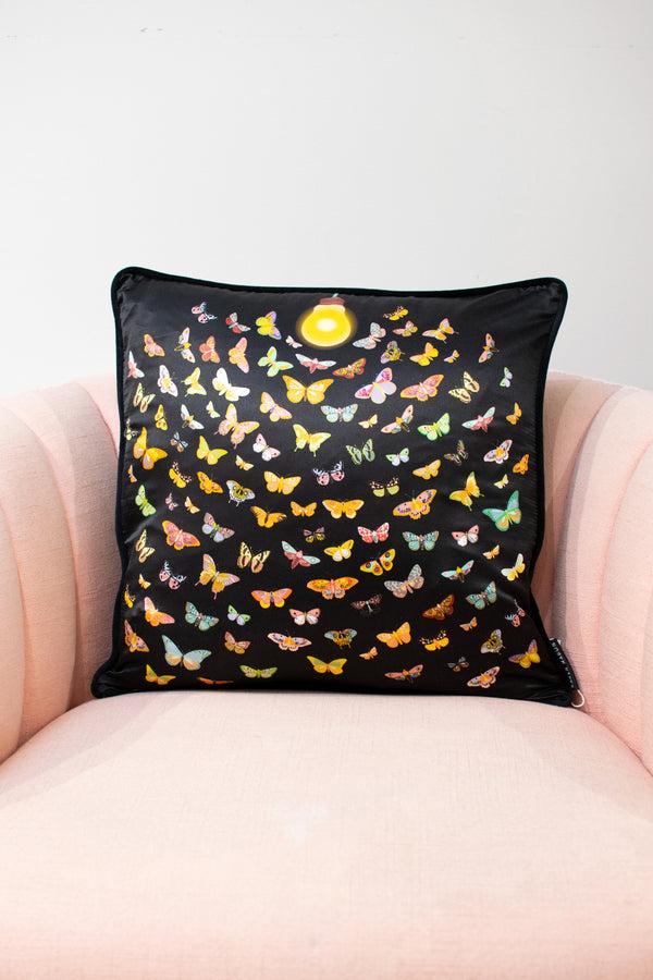 karen mabon Like a Moth to a Flame Cushion Cover