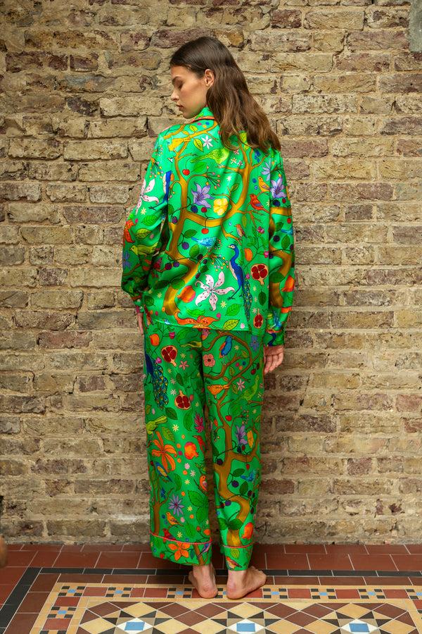 Karen Mabon Tree Of Life Green Silk Pyjama Set