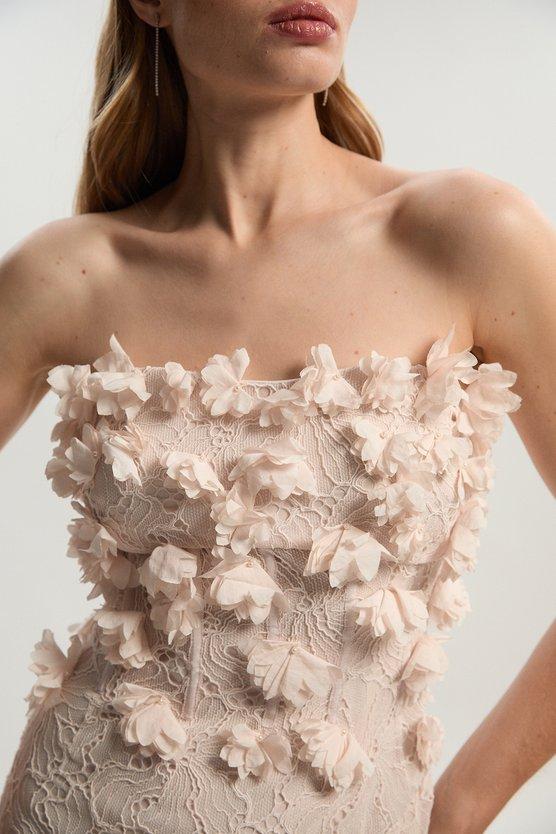 karen millen Applique Lace Corset Woven Mini Dress natural karen millen Applique Lace Corset Woven Mini Dress natural