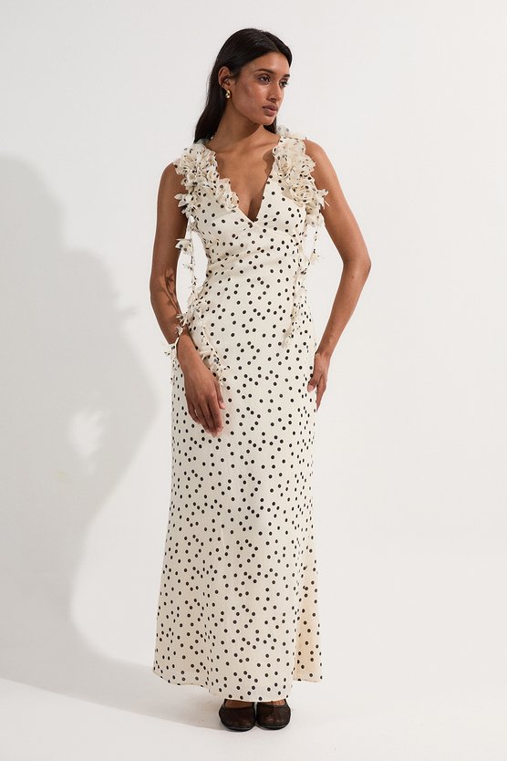 karen millen Applique Spot Printed Halter Neck Woven Maxi Dress mono