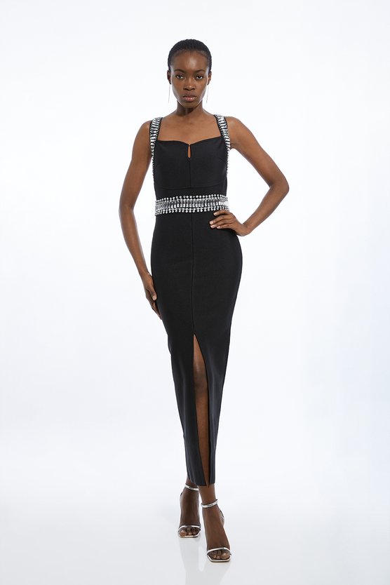 karen millen Bandage Figure Form Knit Embellished Maxi Dress black karen millen Bandage Figure Form Knit Embellished Maxi Dress black