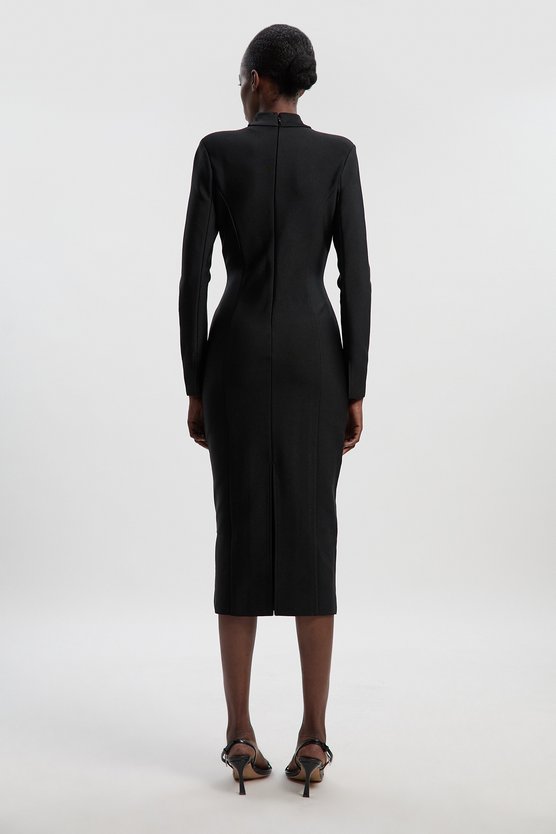 Karen Millen Bandage Form Fitting Embellished Maxi Dress Black