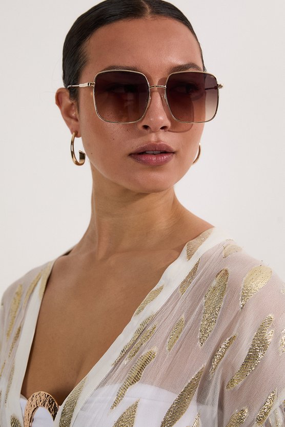 Karen Millen Beach Metallic Thread Plunge Shirt Maxi Dress Ivory