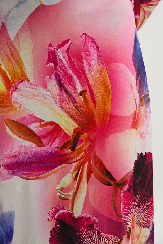 Karen Millen Botanic Floral Jersey Crepe Twist Maxi Dress Floral