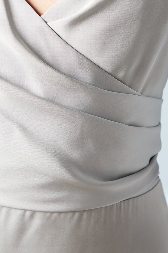 Karen Millen Cami Wrap Twist Back Satin Bridesmaid Maxi Dress Sage