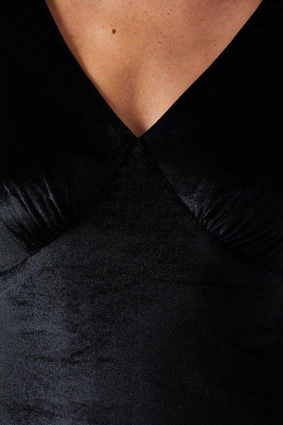 Karen Millen Cap Sleeve Cowl Back Velvet Bridesmaid Dress Black