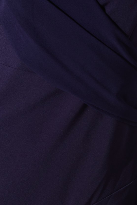 Karen Millen Chiffon And Crepe Mix Wrap Skirt Midi Dress Navy