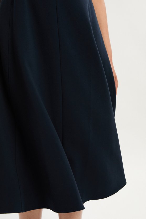 Karen Millen Compact Essential Tailored Sleeveless Midi Dress Navy