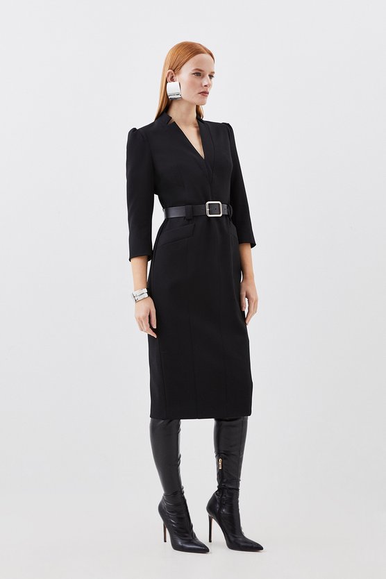 Karen Millen Compact Stretch Forever Tailored Dress Black