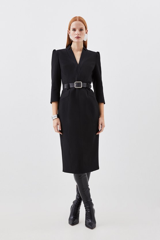 karen millen Compact Stretch Forever Tailored Dress black