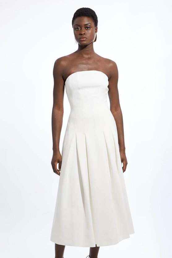 Karen Millen Compact Stretch Tailored Midi Prom Dress Rose