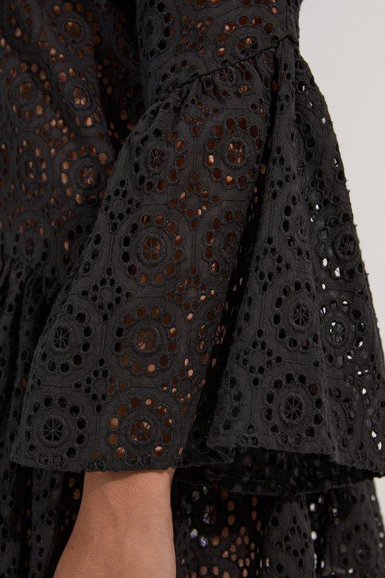 Karen Millen Cotton Broderie Beach Mini Kimono Black