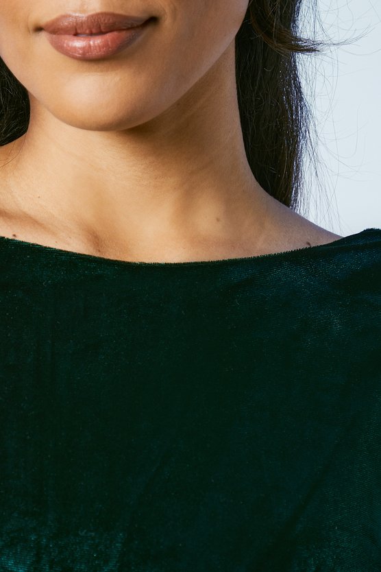 Karen Millen Cowl Back Velvet Bridesmaid Maxi Dress Forest