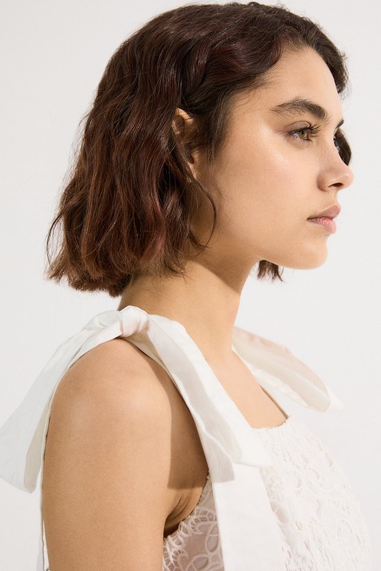 Karen Millen Cutwork Embroidery Woven Midi Prom Dress Ivory