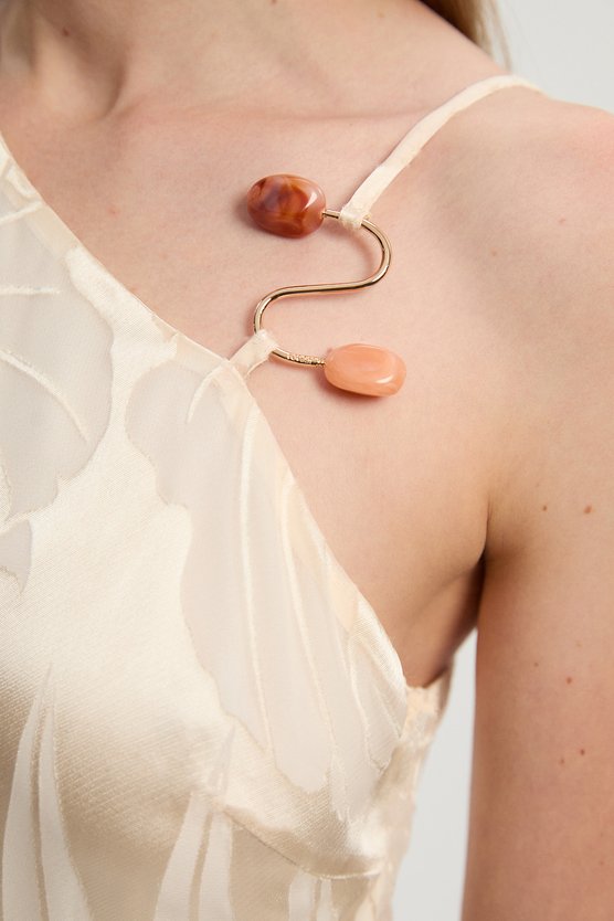 Karen Millen Devoure One Shoulder Woven Maxi Dress With Trim Detail Champagne