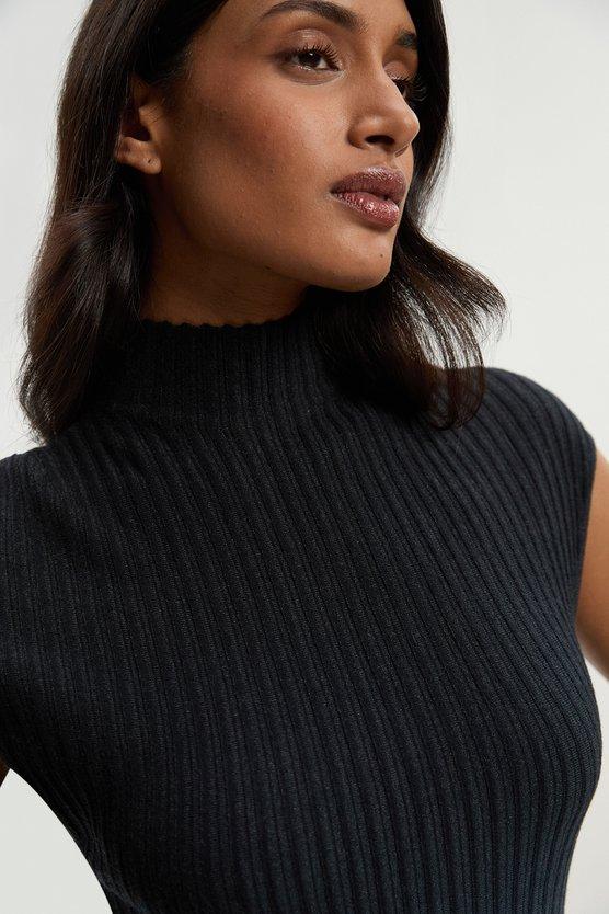 Karen Millen Dip Dye Detail Knitted Maxi Dress Navy