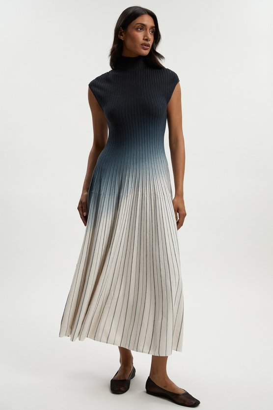 karen millen Dip Dye Detail Knitted Maxi Dress navy